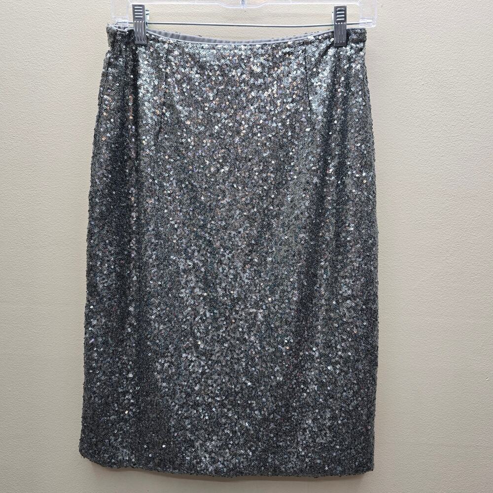 Anna-Kaci Sparkly Sequin Pencil Skirt Cocktail Party Evening Gunmetal SZ Medium